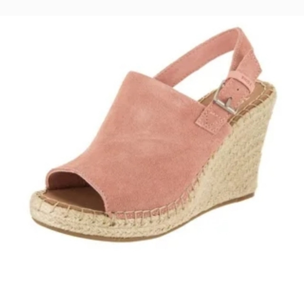 Toms Monica Espadrille Wedge Sling Back Sandals Pink Size 7